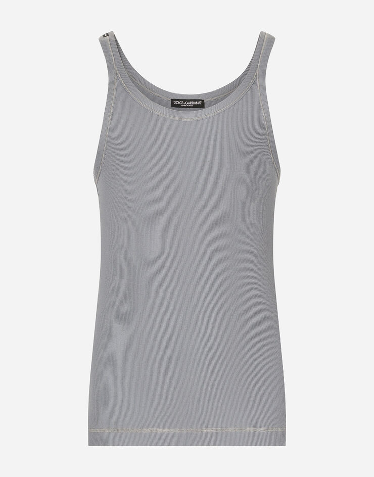 Dolce & Gabbana Geripptes Tanktop aus Baumwolle Grau G8PA8TFU7AV