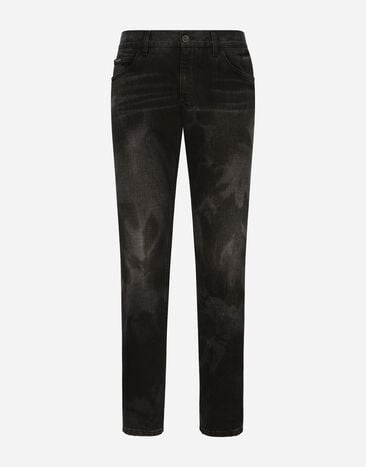 Dolce & Gabbana Regular-fit gray denim jeans Print GYK0ADG8KD2