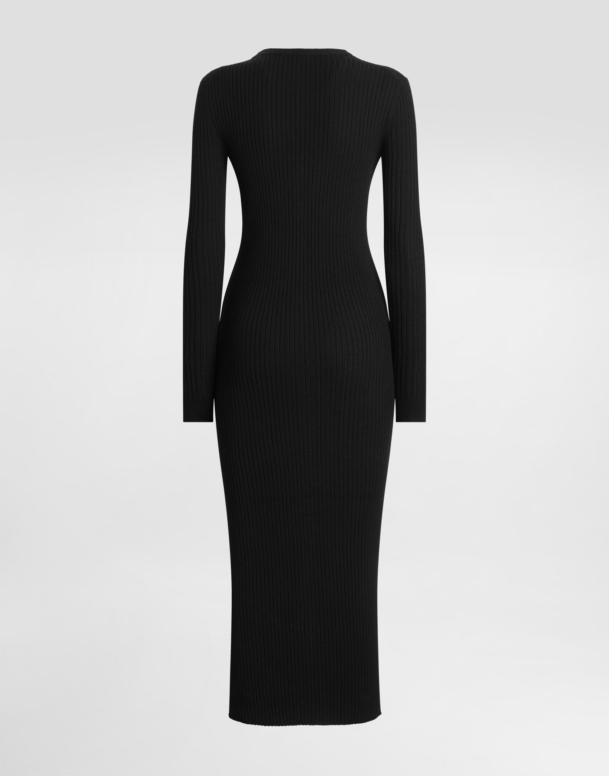 Long ribbed wool cardigan in Black for Women | Dolce&Gabbana® US