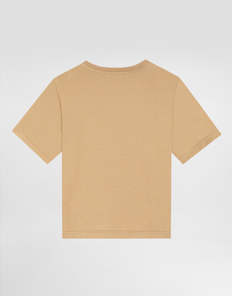 Dolce & Gabbana Jersey t-shirt with DG patch Beige L4JTHVG7PSJ
