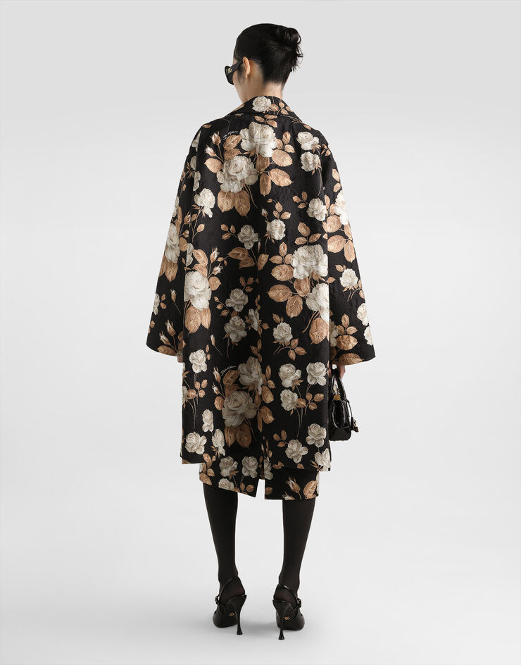 Dolce & Gabbana Vestido de brocado con estampado de rosas Imprima F6TVTTFSTBR