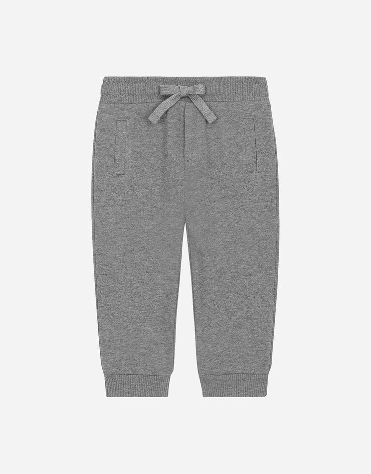 DolceGabbanaSpa Pantaloni jogging in jersey con placca logo Grigio L1JPT0G7I2P