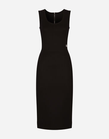 Dolce & Gabbana Sleeveless Milano rib midi dress Black F6ARNTFUGPN