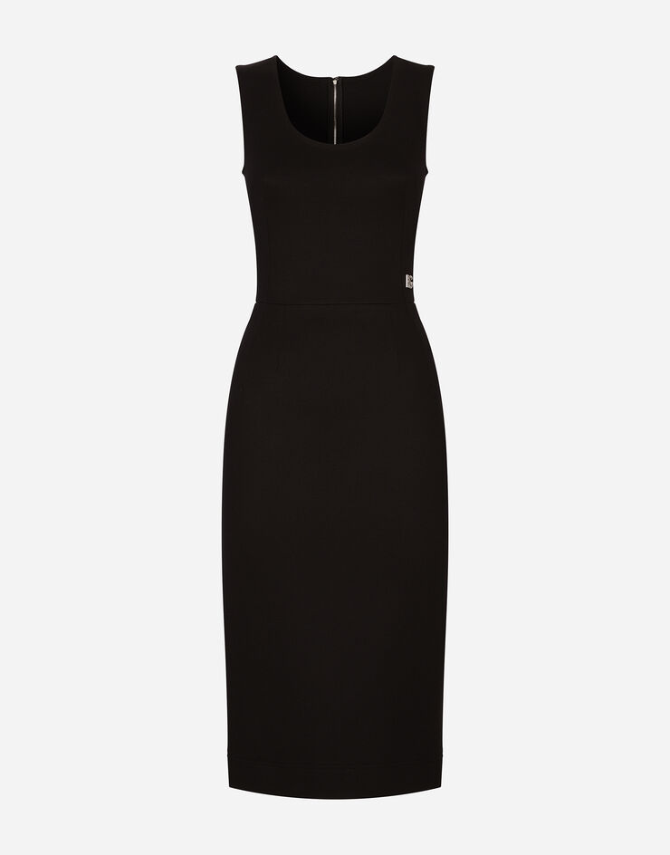 Dolce & Gabbana Платье миди без рукавов из ткани пунто черный F6ARNTFUGPN