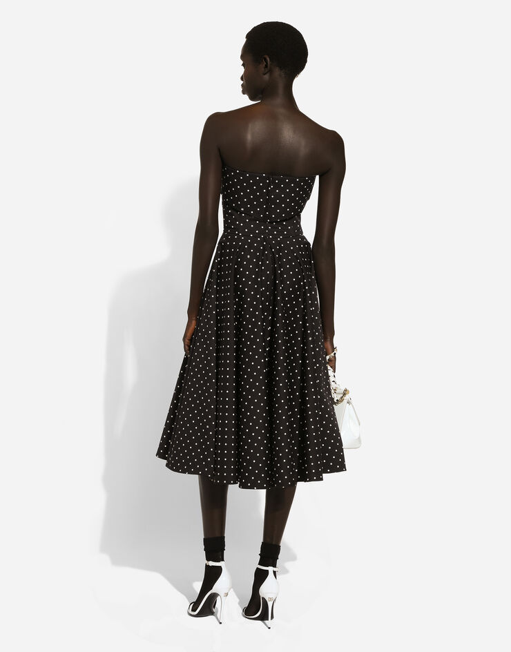 Dolce & Gabbana Cotton calf-length circle dress with polka-dot print Print F6JJBTFSFNP