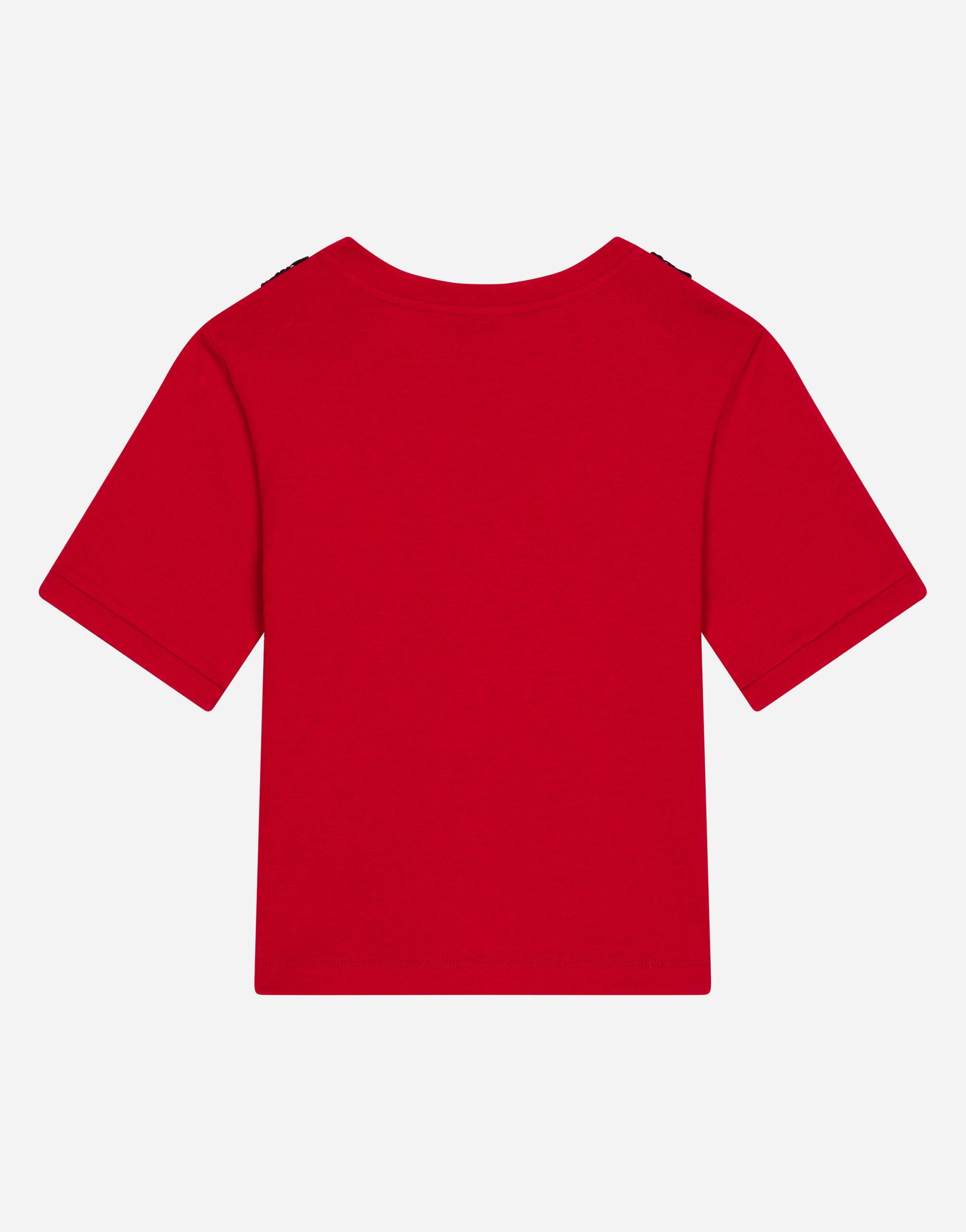 差し色の赤が可愛い Dolce & Gabbana ロゴTシャツ DOLCE & GABBANA T-shirt Red Cotton DG Logo Print Crew Neck
