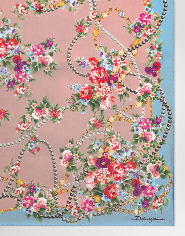Dolce & Gabbana Small flower bouquets-print silk twill scarf 70x70 Multicolor FN092RGDDLG