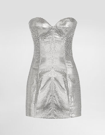 Dolce & Gabbana Strapless mesh dress Silver F60EQTGDDHG