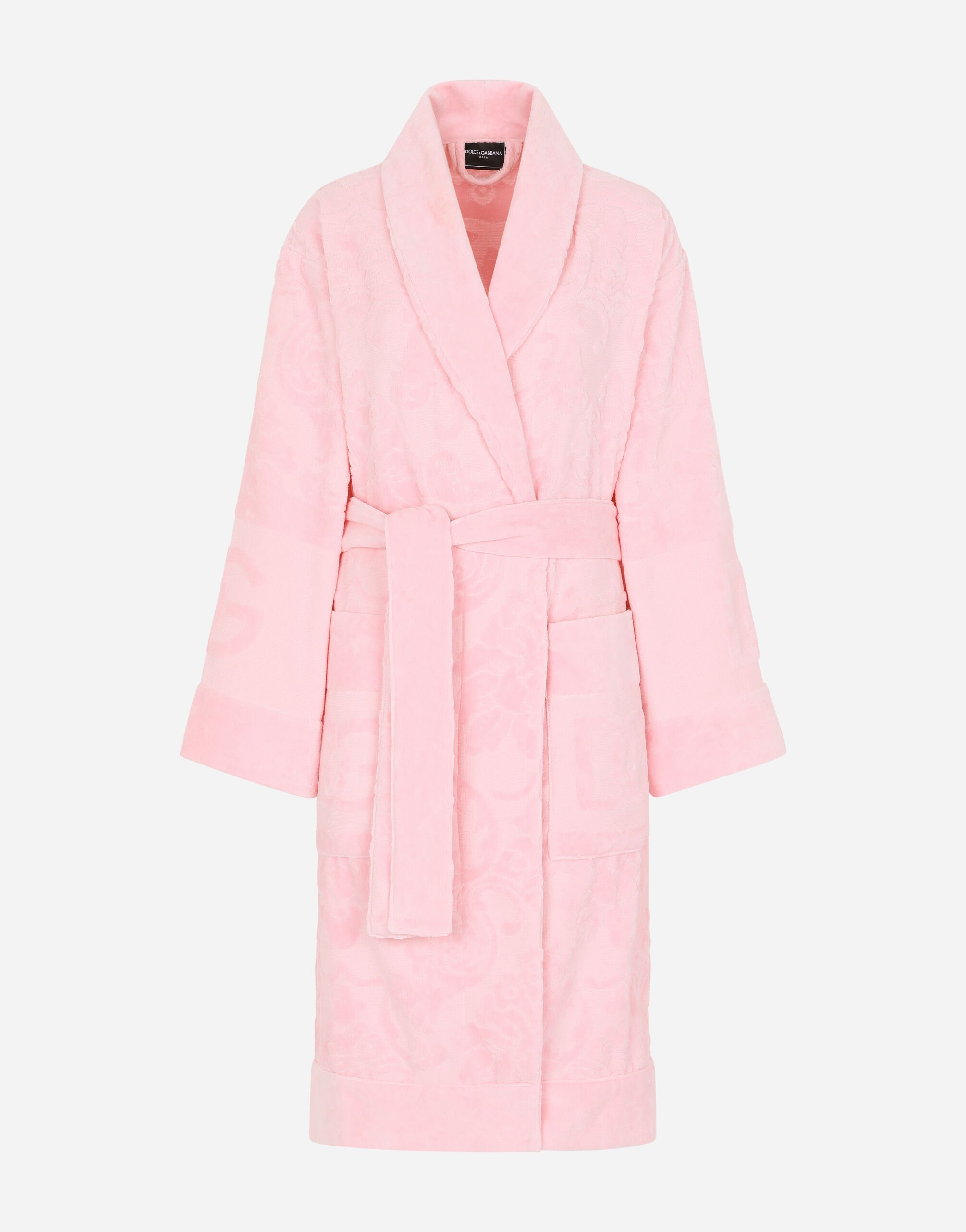 Dolce & Gabbana Bath Robe in Terry Cotton Jacquard Multicolor TCF009TCAGM