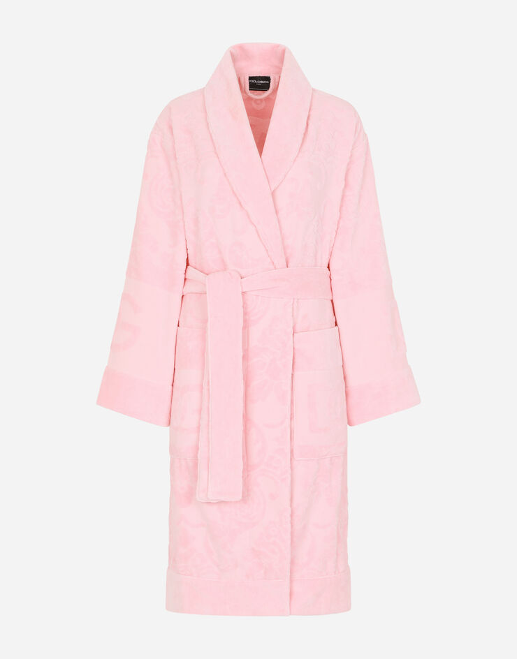 Dolce & Gabbana Bath Robe in Terry Cotton Jacquard Multicolor TCF009TCAGM