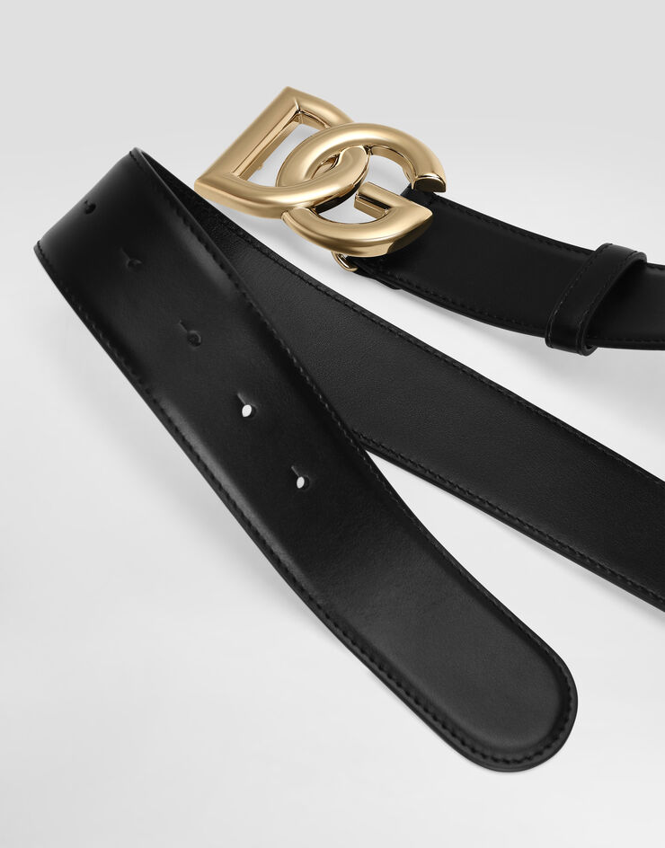 Dolce & Gabbana Calfskin belt with DG logo Black BE1446AW576