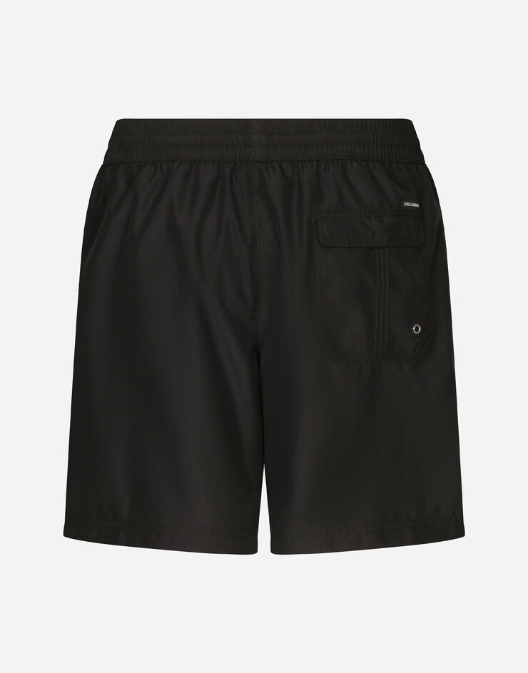 Dolce & Gabbana Mid-length swim shorts with top-stitching Black M4E99TFUSFW