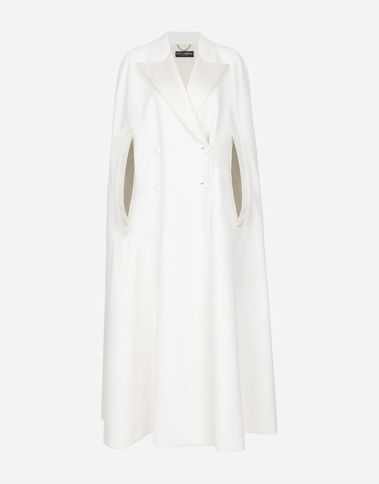 Dolce&Gabbana Zweireihiges Cape aus Wolle Weiss F0W1PTFUBF1