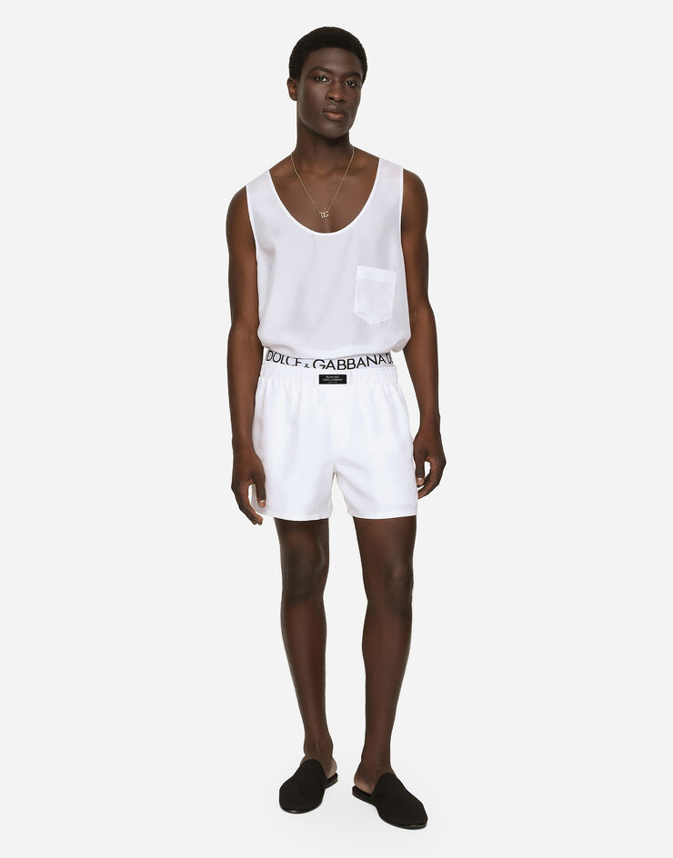 Dolce&Gabbana Silk habotai shorts with Dolce&Gabbana label Multicolor I4297MGH181
