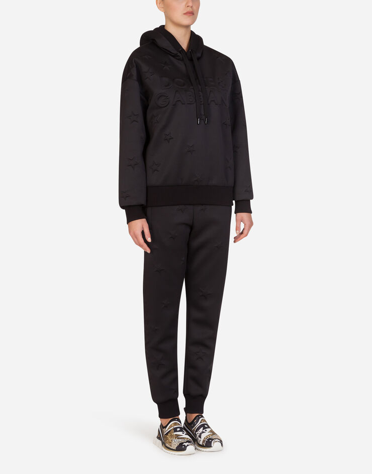 Dolce & Gabbana MILLENNIALS STAR SCUBA FABRIC HOODIE BLACK F9G80THUMD6