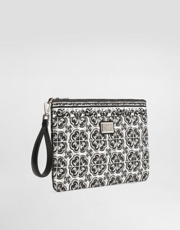 Dolce & Gabbana Majolica-print canvas clutch bag Multicolor BM2296AG086