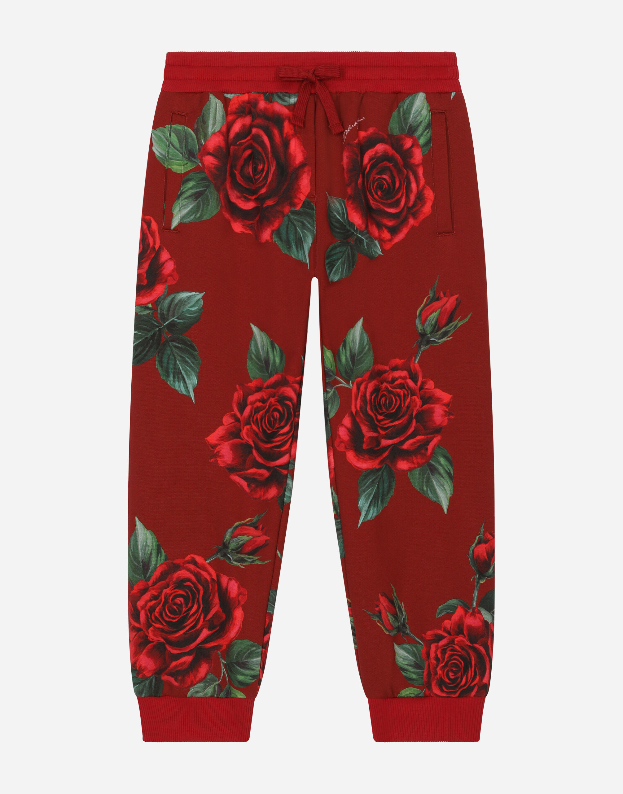 Dolce & Gabbana Jersey jogging pants with rose print Animal Print L52Q33G7I2K
