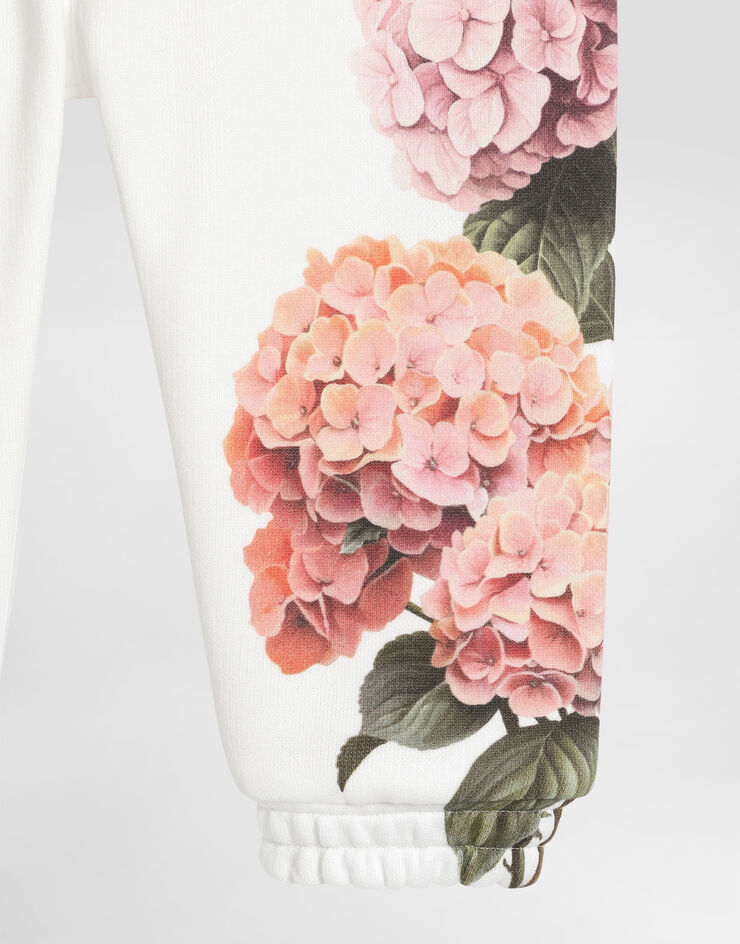 Dolce & Gabbana Hydrangea-print flannel trousers with patch Dolce & Gabbana Hydrangea-print flannel trousers with patch White L2JPIOG7PSD