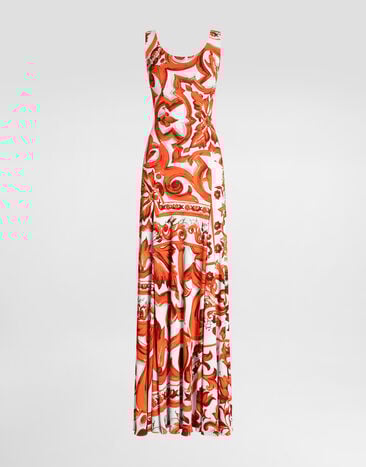 Dolce & Gabbana Majolica-print organzine long dress Multicolor F6DAOTFS8DS