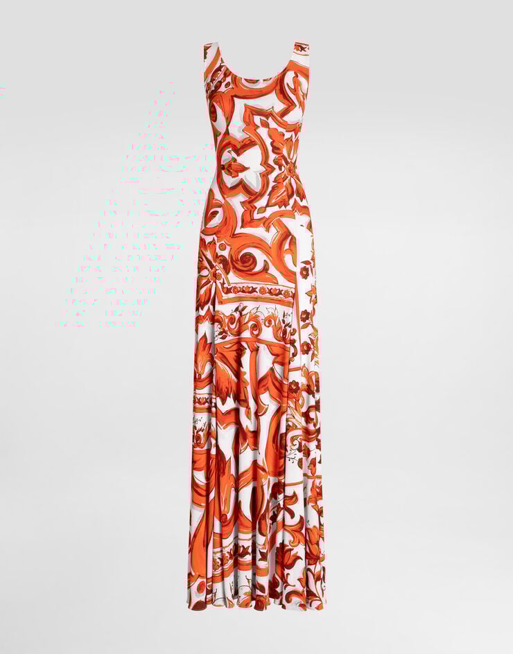 Dolce & Gabbana Majolica-print organzine long dress Multicolor F6DAOTFS8DS