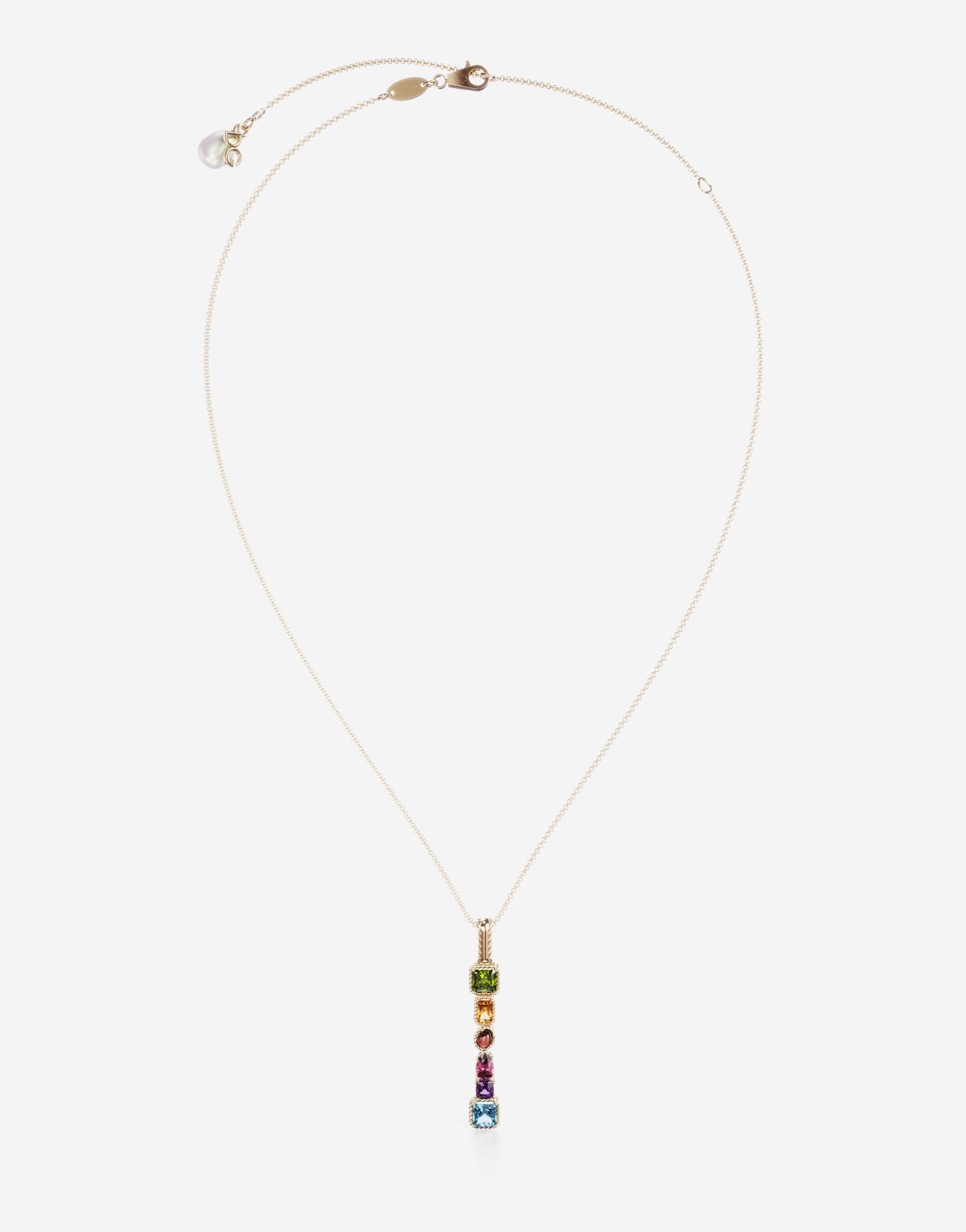 Dolce & Gabbana Rainbow alphabet I pendant in yellow gold with multicolor fine gems Gold WAMR2GWMIXS