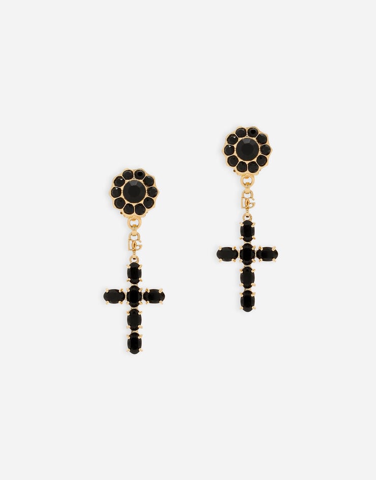 Dolce & Gabbana Pendientes colgantes con cruz Negro WEQ4S3W1111