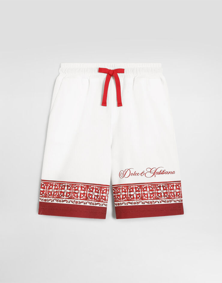 Dolce & Gabbana шорты-бермуды из двойного пике с принтом «майолика» Multicolor L4JQV3II7KW