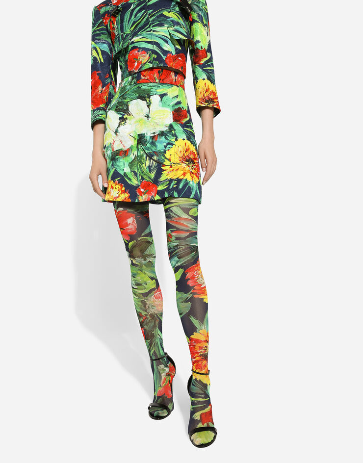 Dolce & Gabbana Mini-jupe en brocart à imprimé bloom Imprimé F4CSQTFSTBI