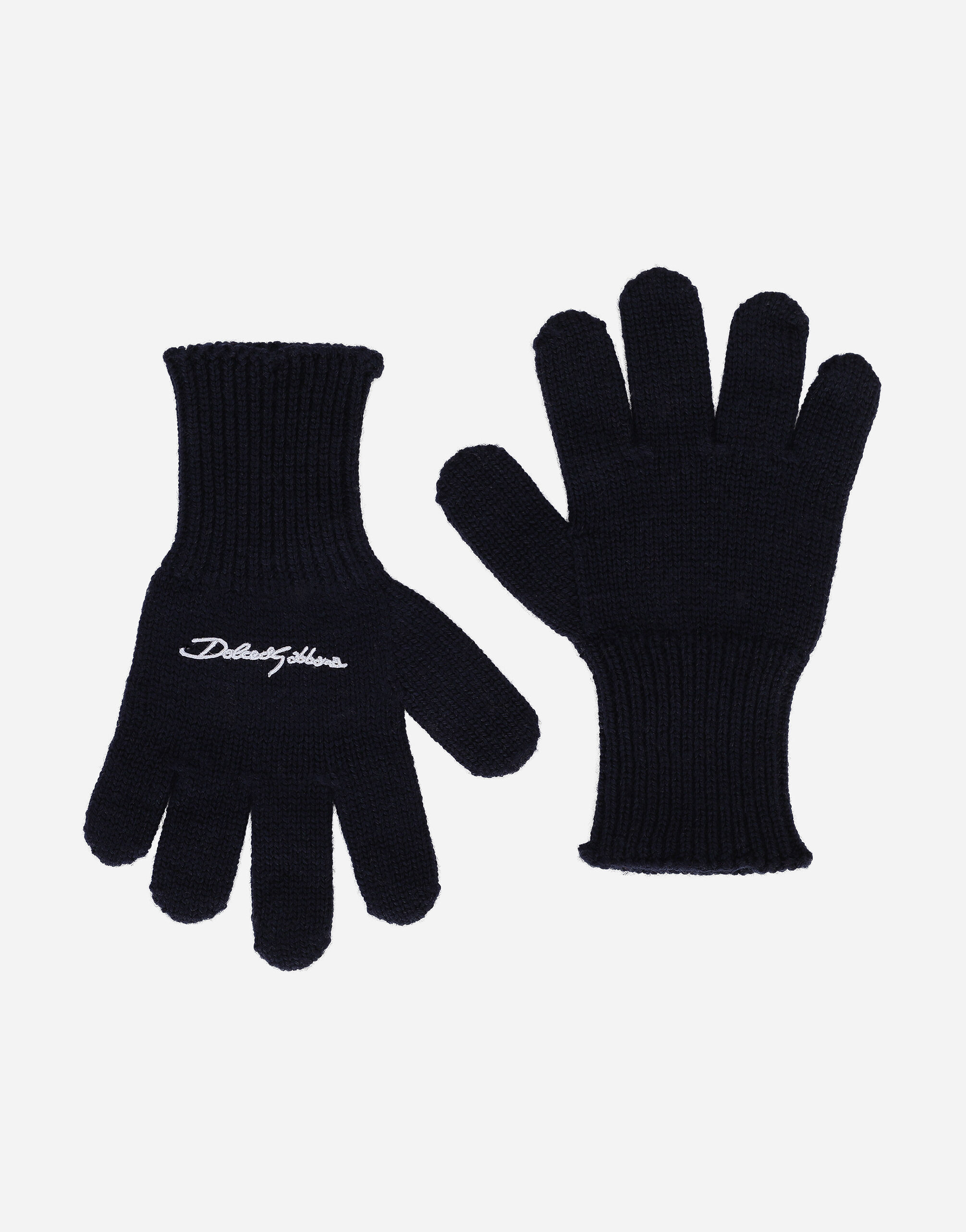 Dolce & Gabbana Ribbed knit gloves with logo embroidery Multicolor LBKH85JACV2