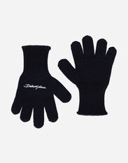 Dolce & Gabbana Ribbed knit gloves with logo embroidery Blue L52F76LDC18