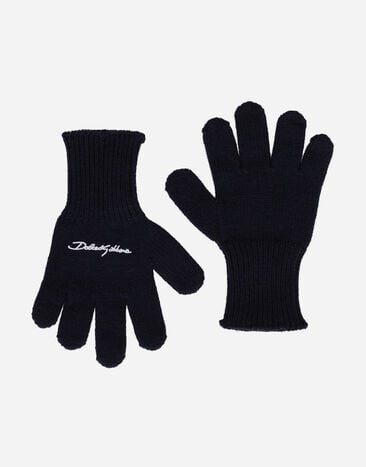 Dolce & Gabbana Ribbed knit gloves with logo embroidery Multicolor LBKH85JACV2