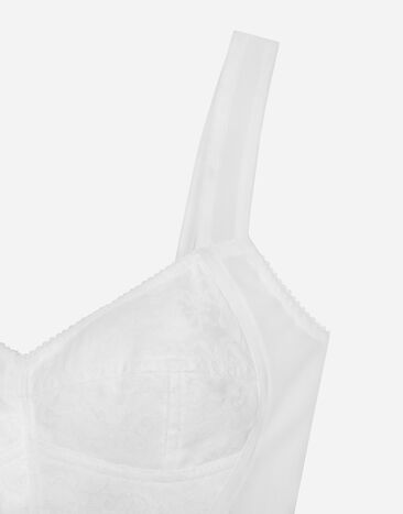 Dolce & Gabbana Bustier style corset en tissu façon gaine jacquard et dentelle Blanc F7T19TG9798