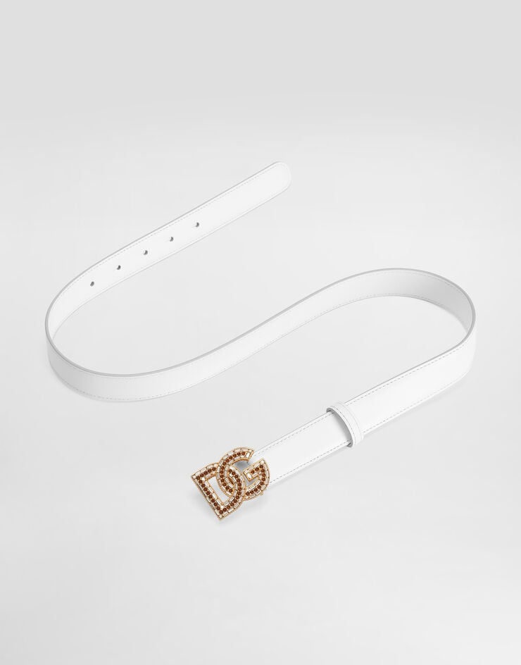 Dolce & Gabbana Calfskin belt with DG logo Dolce & Gabbana Calfskin belt with DG logo White BE1682AW576