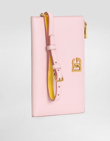 Dolce & Gabbana Calfskin passport holder with DG logo Gold WNR4C5W1111