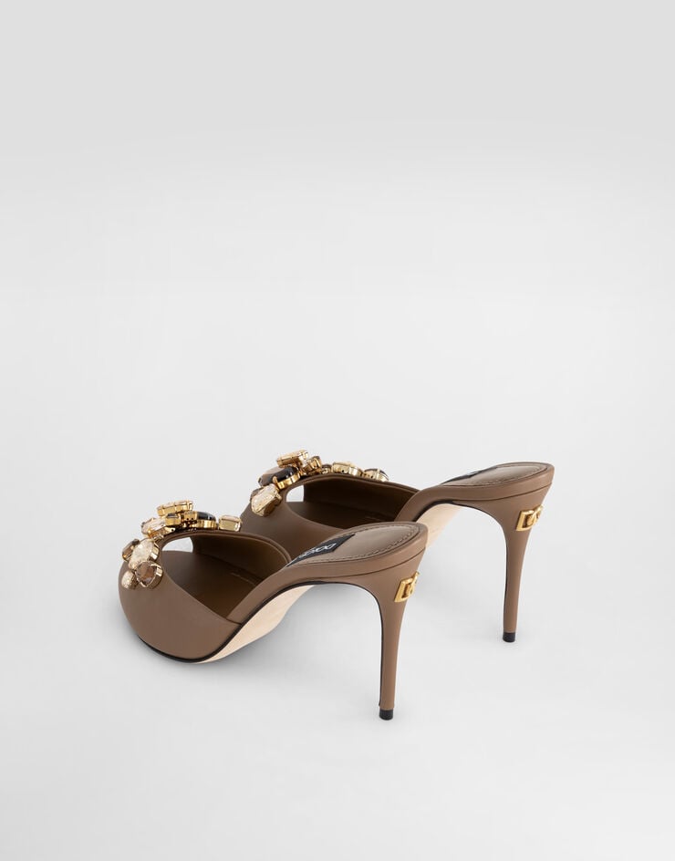 Dolce & Gabbana Nappa leather sandals with embroidered bezels Brown CR1937C7341