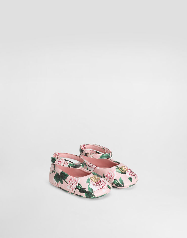 Dolce & Gabbana Rose-print lambskin ballet flats with DG logo Print DK0065AD471