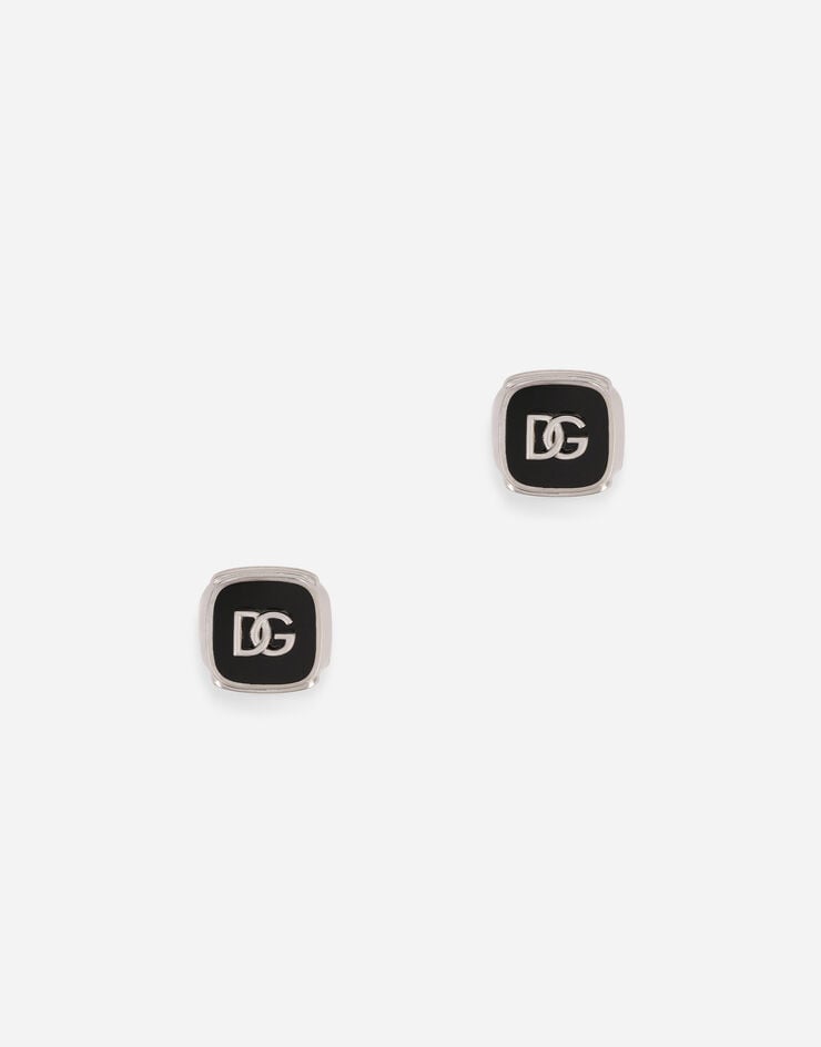 Dolce & Gabbana DG 로고 에나멜 커프링크스 실버 WFN5B2W1111