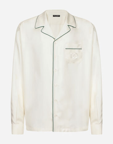 Dolce & Gabbana Silk twill shirt with DG embroidery White VG6184VN287