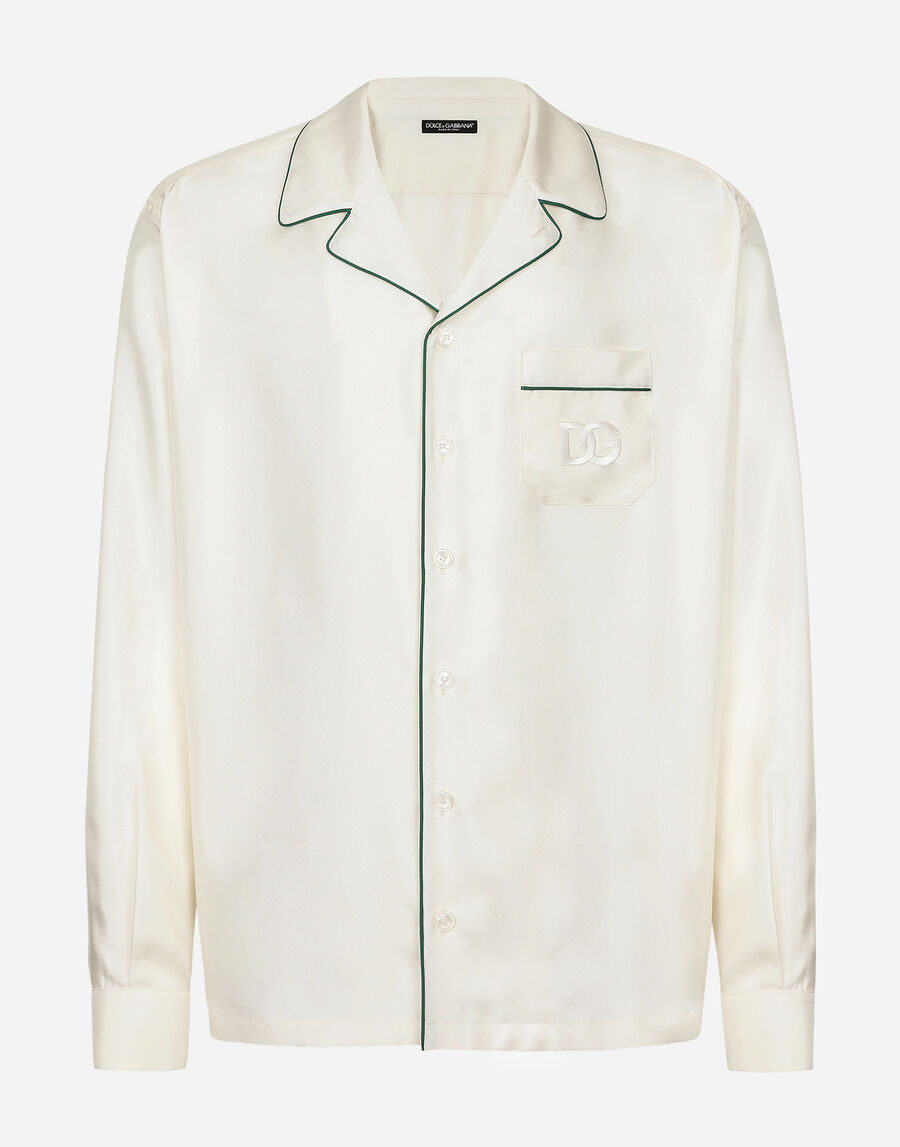 Silk twill shirt with DG embroidery