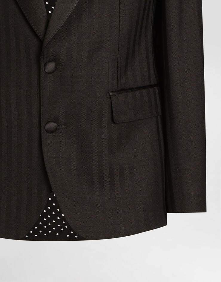 Dolce & Gabbana Pekin wool jacquard single-breasted sicilia light jacket Black G2TV4TFR226
