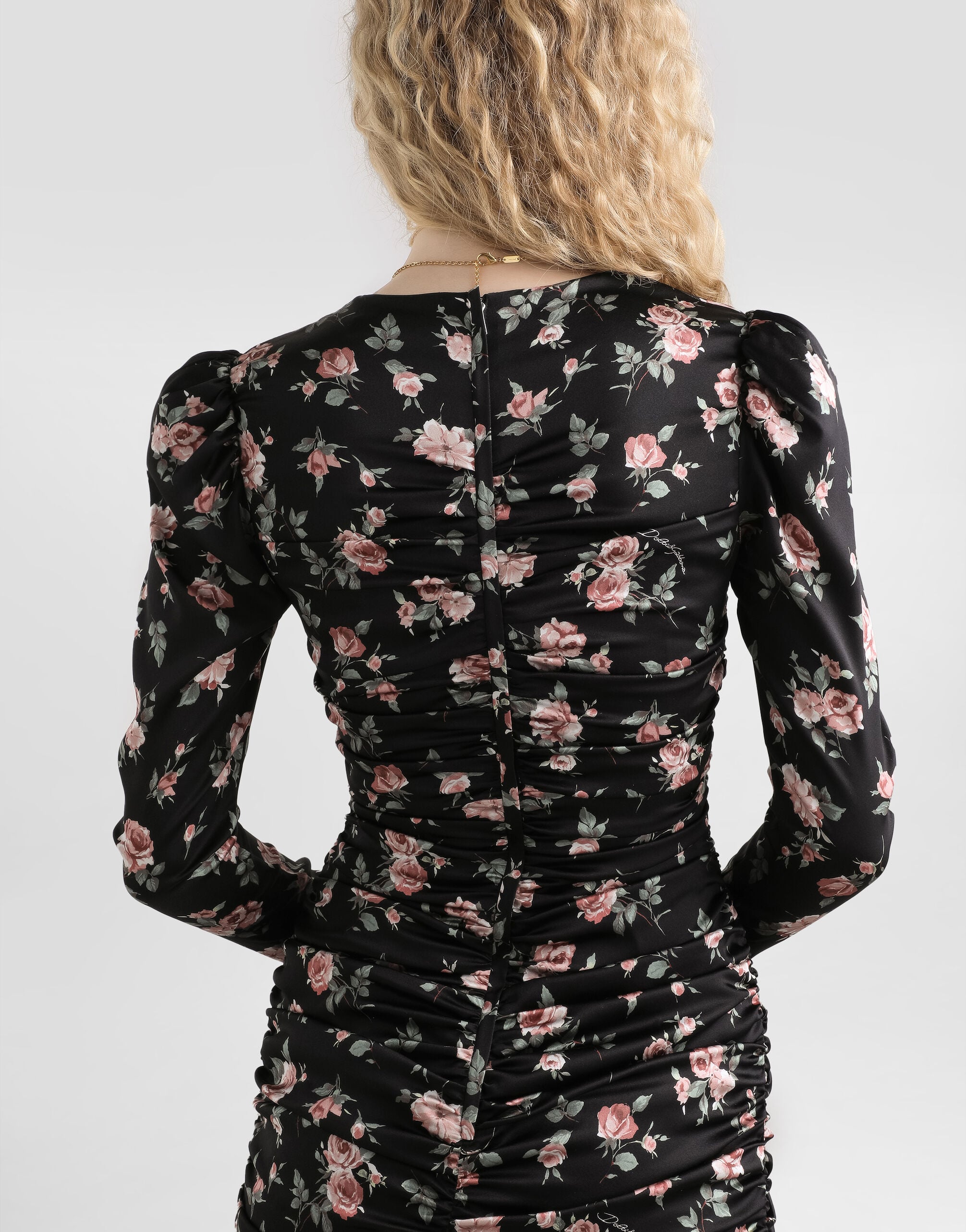 Vintage rose-print draped dress in Multicolor for Women