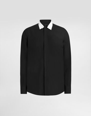 Dolce & Gabbana Camisa Martini de algodón Supima Negro G5NQ0ZFU5T9