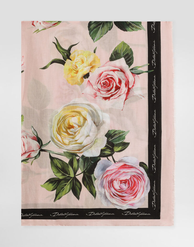 Dolce & Gabbana Modal and cashmere scarf with peony and rose print (135x200) Print FS184AGDCUP