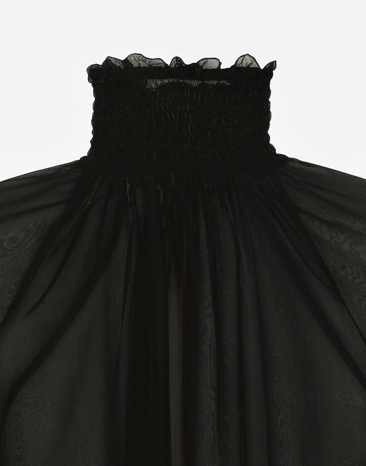 Dolce & Gabbana Chiffon blouse with smock-stitch detailing Black F79EMTFU1AT