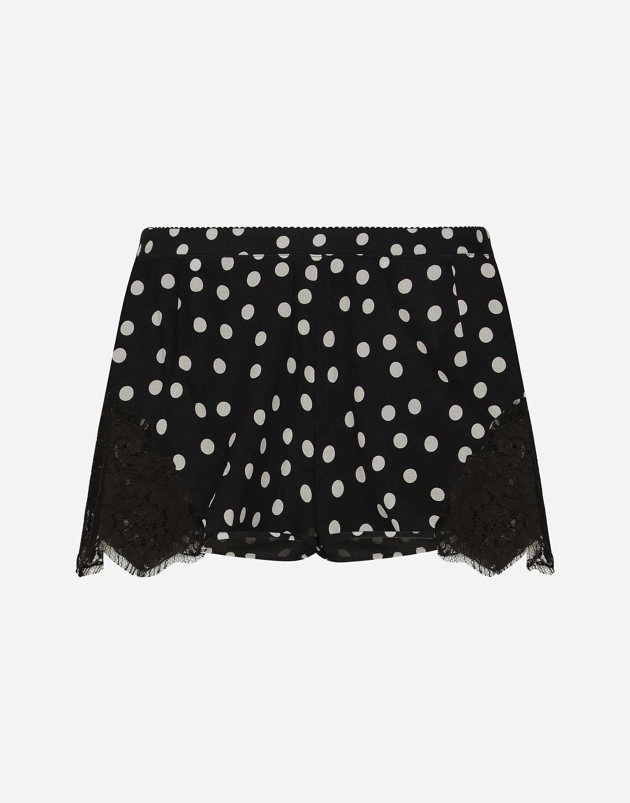 Dolce & Gabbana Polka-dot silk lingerie shorts with lace detailing Print O1A12TON00R