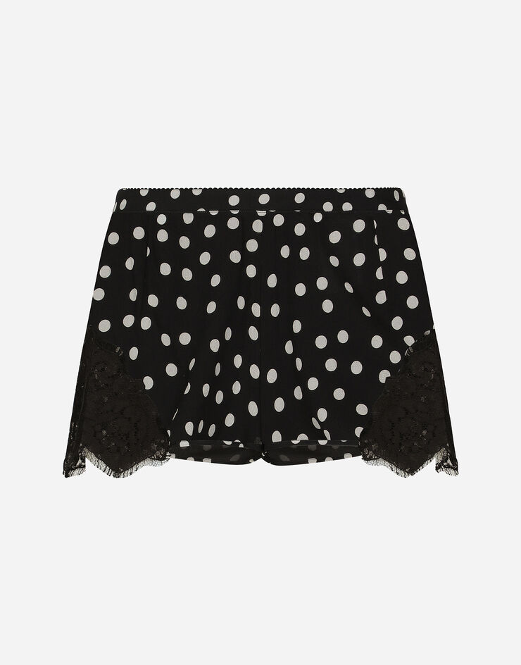 Dolce & Gabbana Polka-dot silk lingerie shorts with lace detailing Print O3C43TON00R