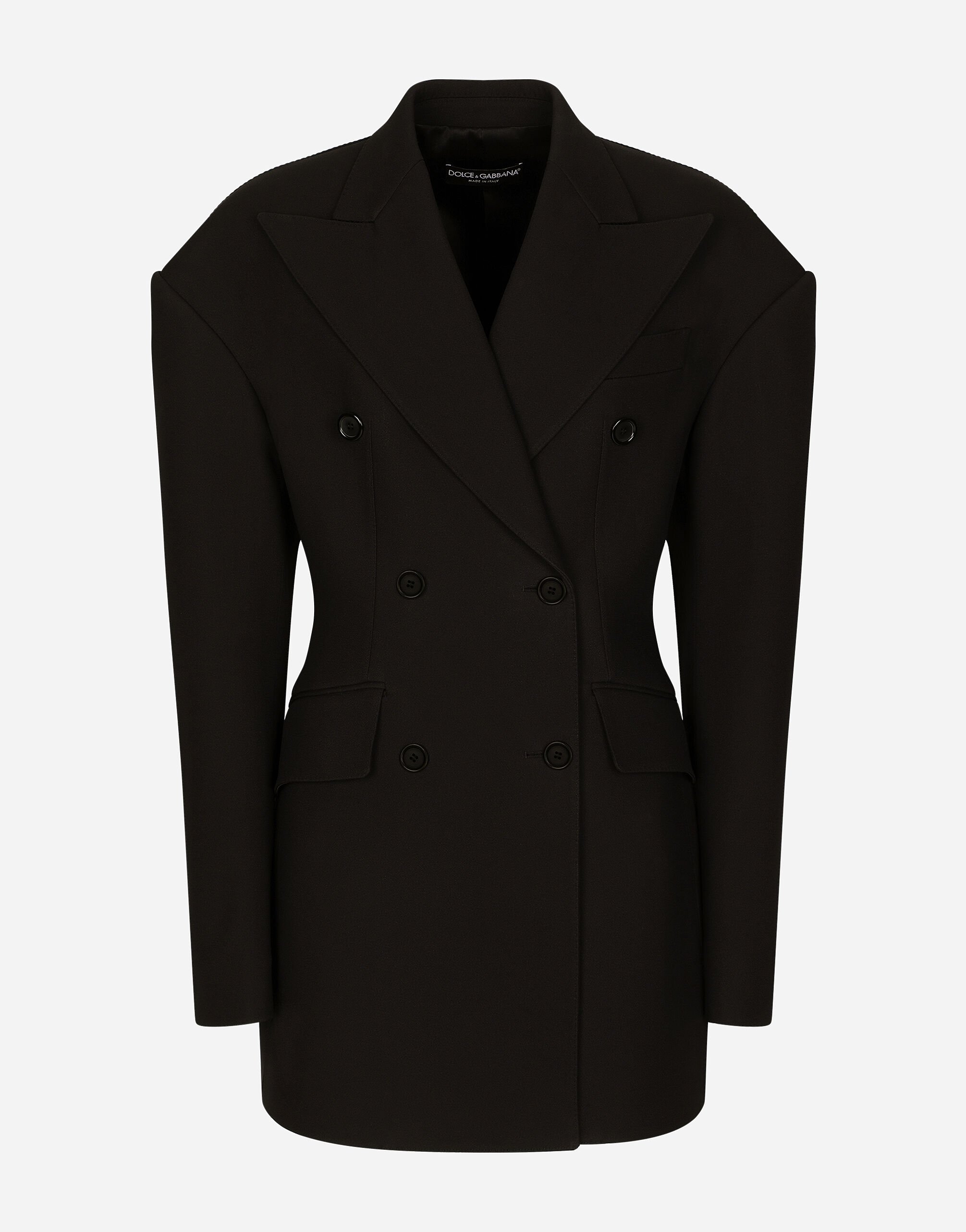 Dolce & Gabbana Double-breasted technical crepe jacket Black F759LTFLRC2