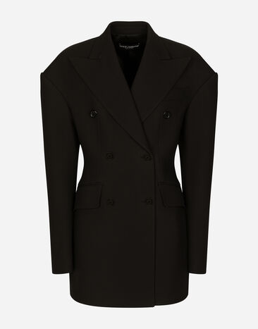 Dolce & Gabbana Double-breasted technical crepe jacket Black F759LTFLRC2