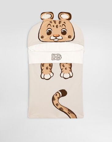 Dolce & Gabbana NewbornJerseybaby nest with DG patch and leopard print Multicolor LNJAH7G7PJH