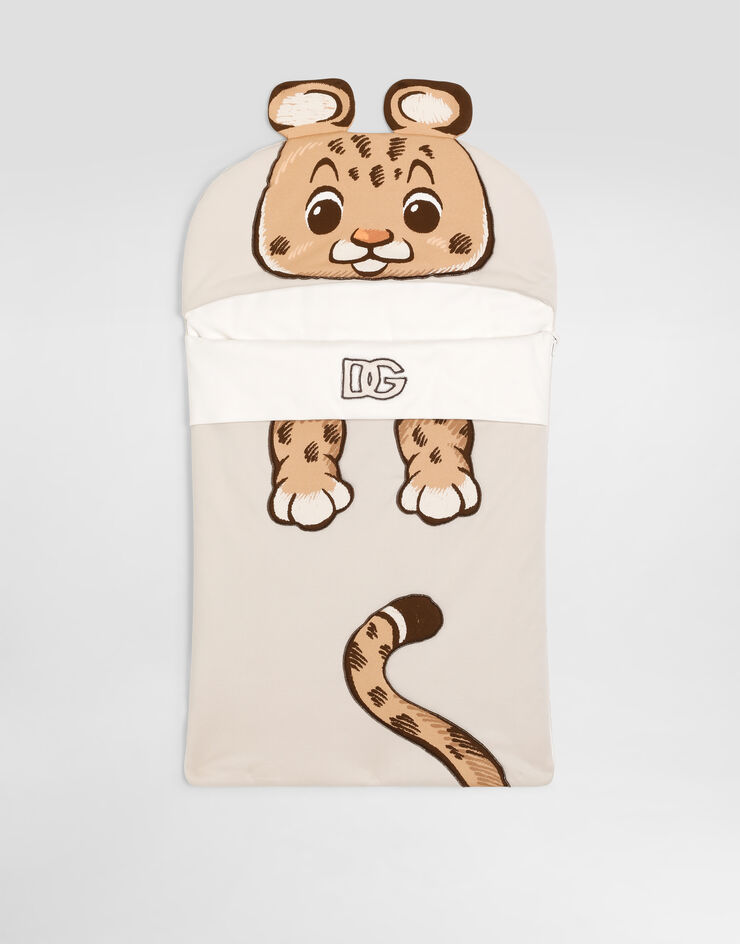 Dolce & Gabbana NewbornJerseybaby nest with DG patch and leopard print Multicolor LNJAH7G7PJH
